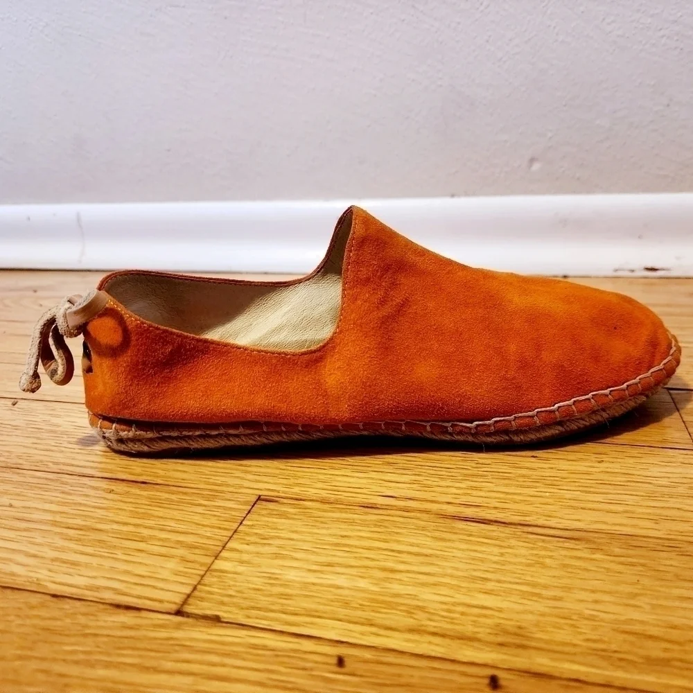 House of Harlow 1960 Callan Espadrilles Flats Burnt Orange Suede Leather Size 6